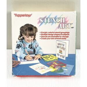 Tuppertoys Tupperware Stencil Art Set / Complete Letters Animals Shapes/ Vintage